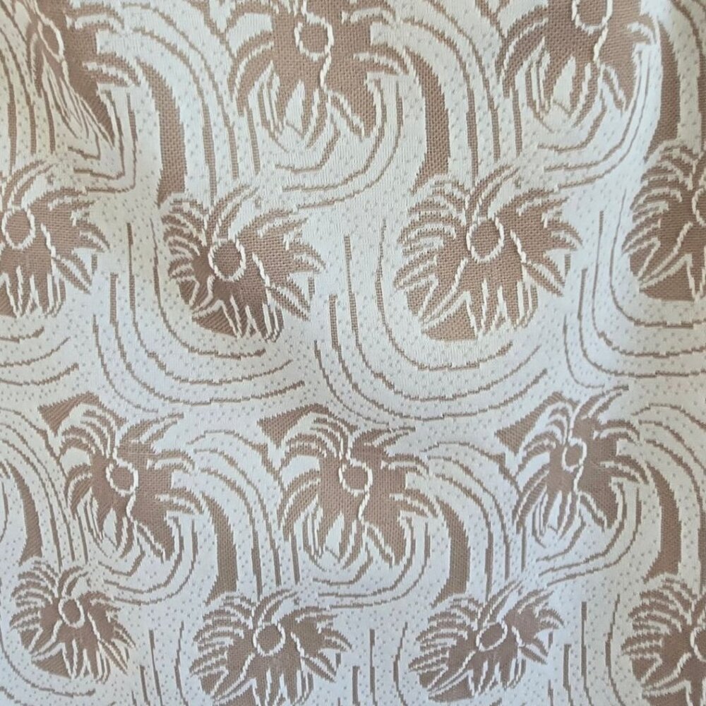 Sleeveless Vintage 1960s Floral Jacquard Shift Dress Beige White Size Medium - Picture 6 of 8